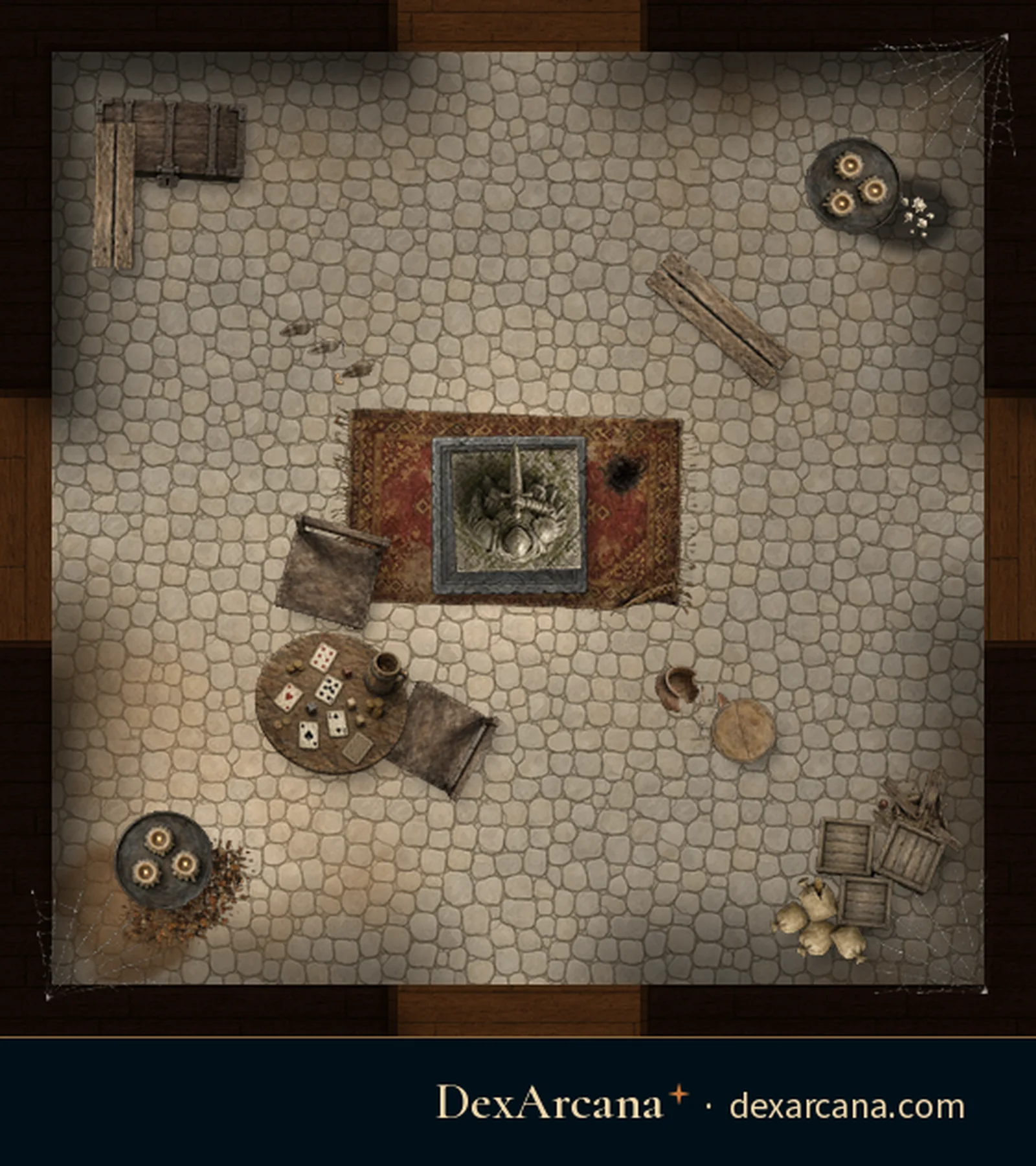 Shifting Manor, Foyer battle map, top-down, 5 ft grid