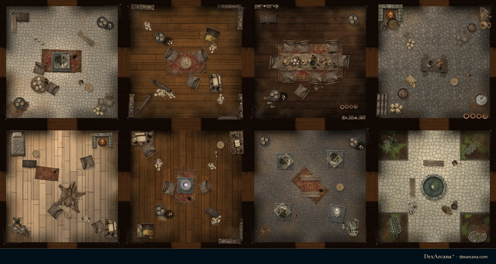 Shifting Manor, Overview battle map, top-down, 5 ft grid