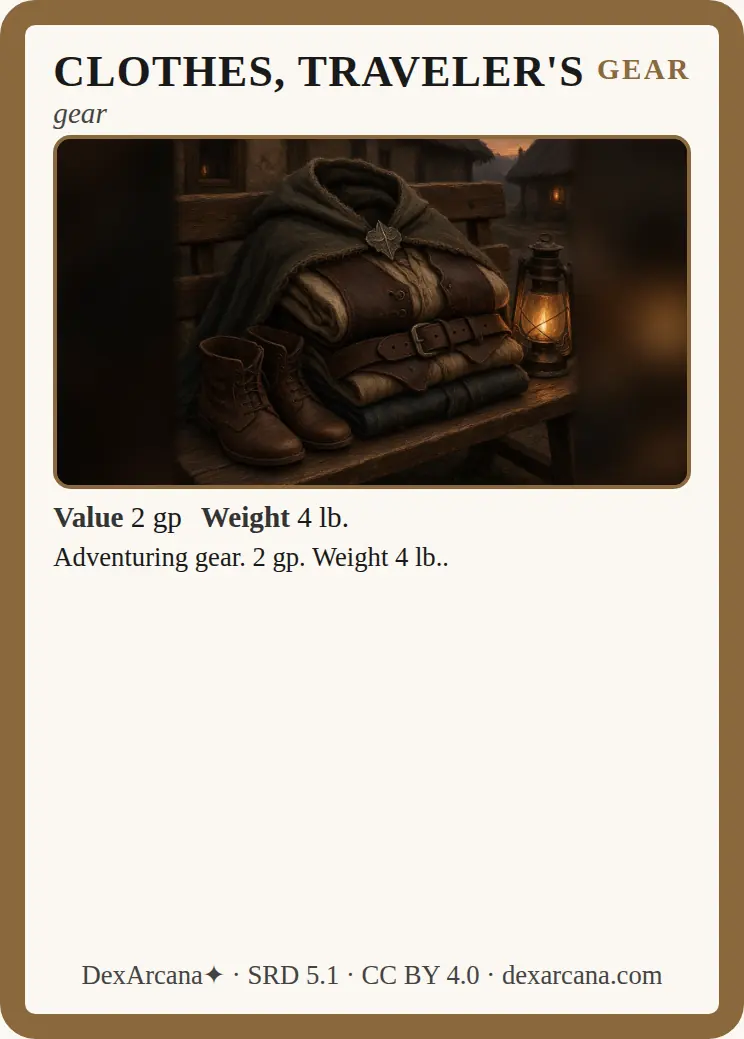 Clothes, traveler's front
