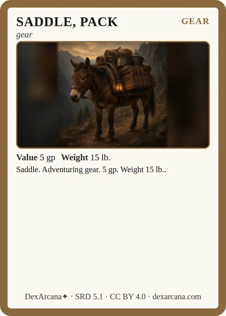 Saddle, pack front