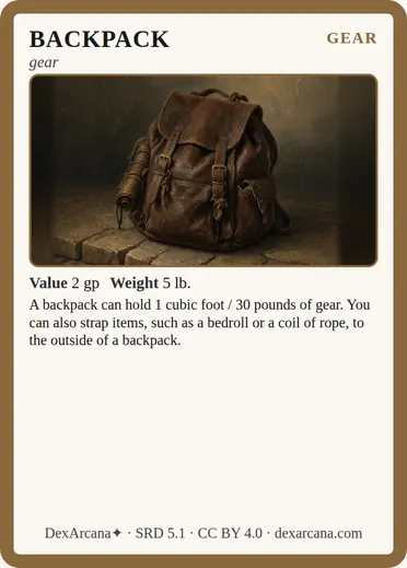 Backpack card