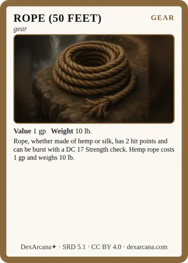 Rope (50 feet) card
