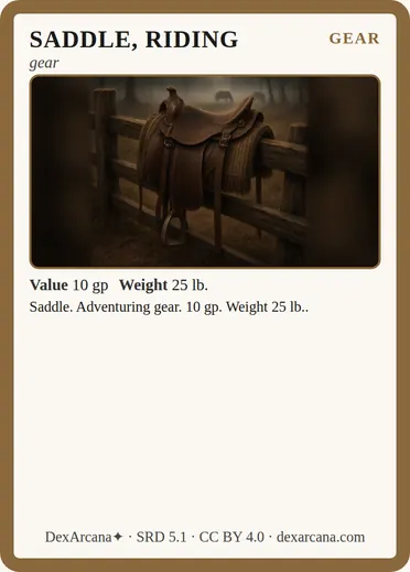 Saddle, riding card