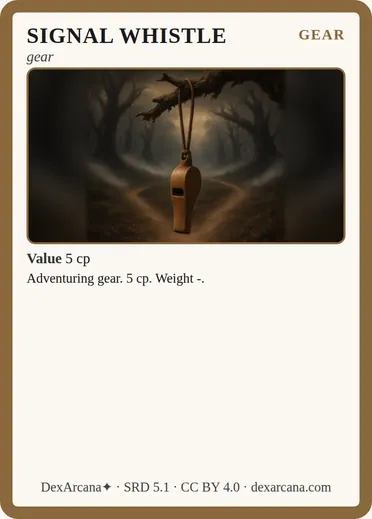 Signal whistle card