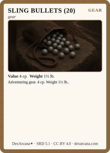 Sling bullets (20) card