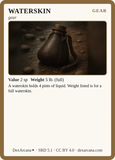 Waterskin card
