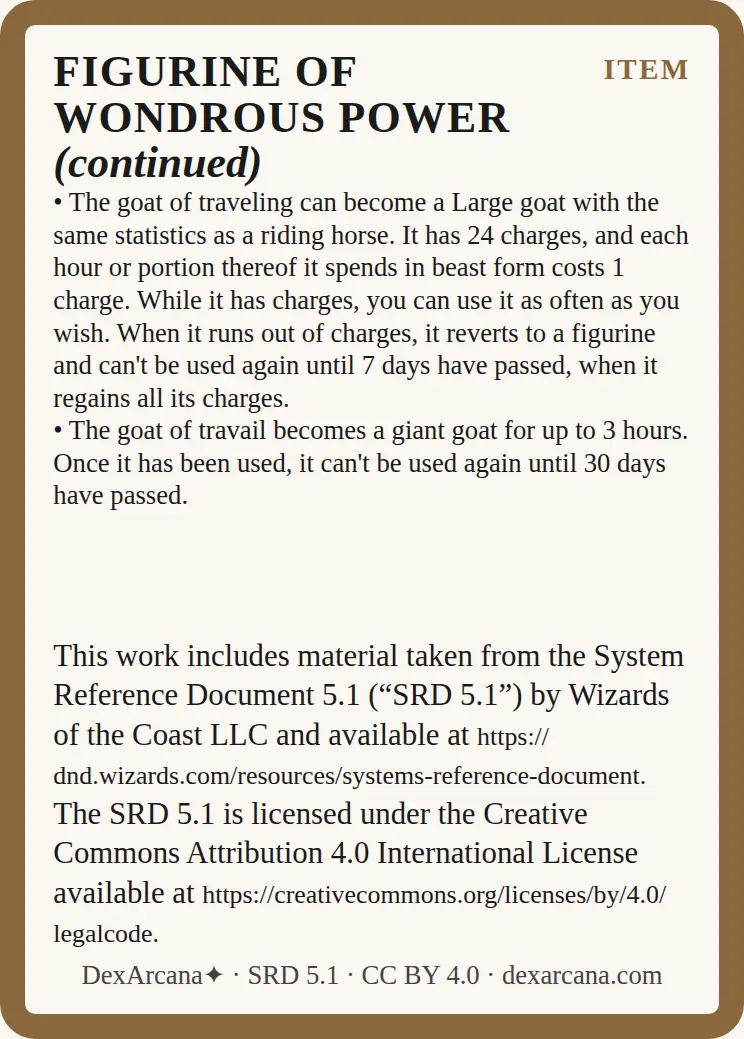 Figurine of Wondrous Power card 2 back