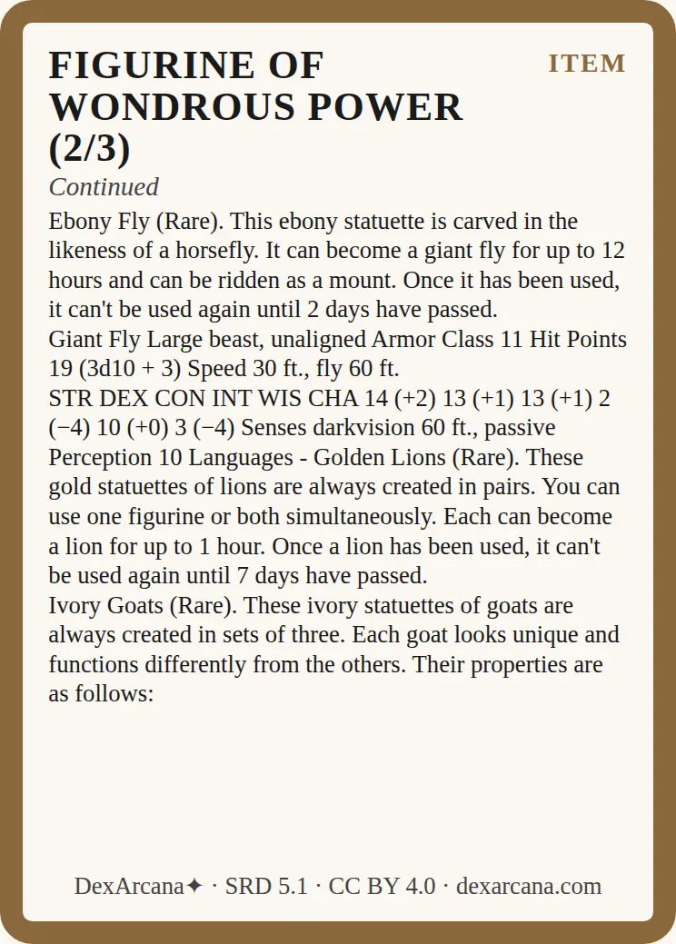 Figurine of Wondrous Power card 2 front