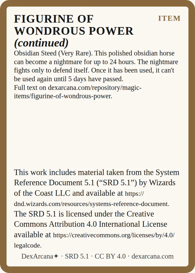 Figurine of Wondrous Power card 3 back