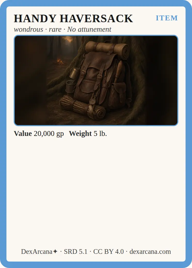 Handy Haversack card 1 front