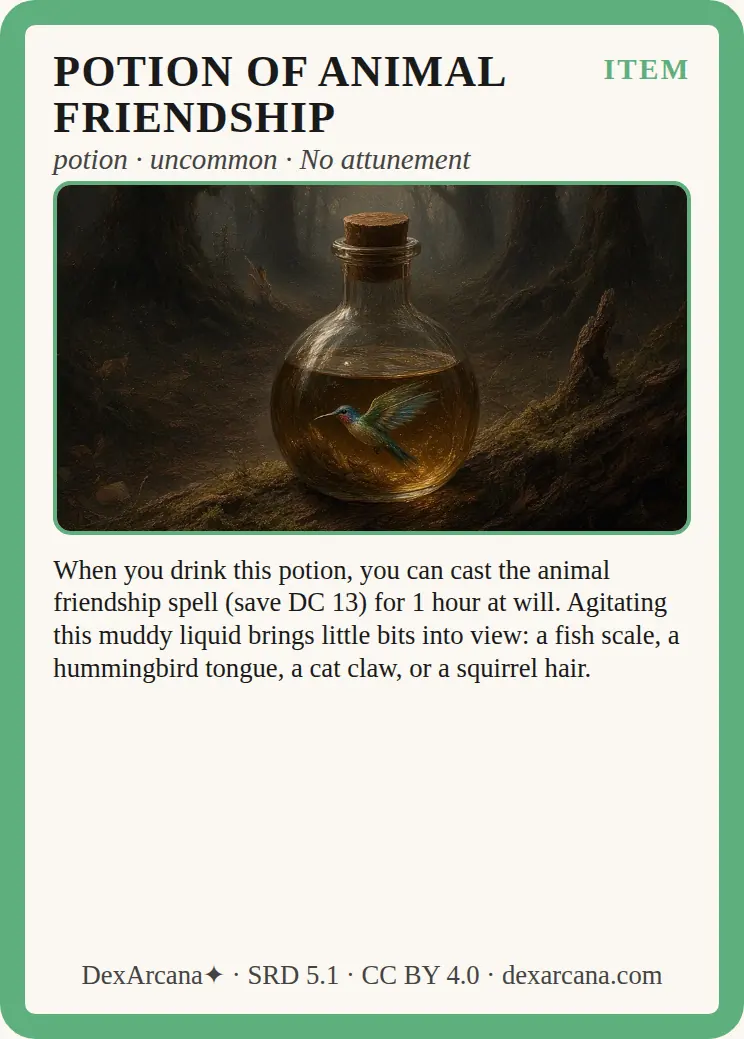 Potion of Animal Friendship front