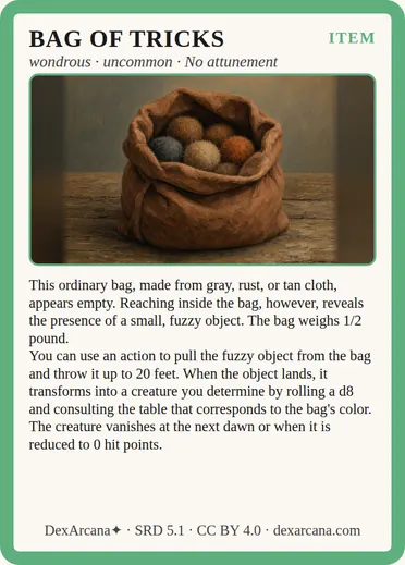 Bag of Tricks card