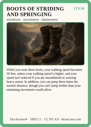 Boots of Striding and Springing card