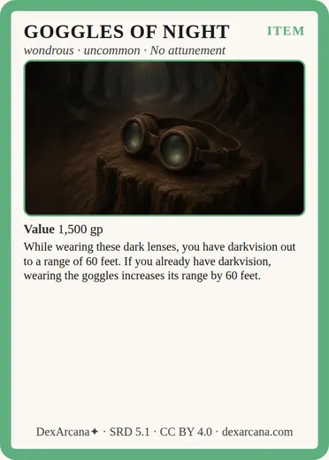 Goggles of Night card