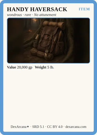Handy Haversack card