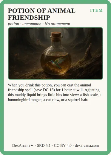 Potion of Animal Friendship card