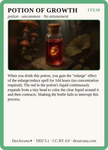 Potion of Growth card