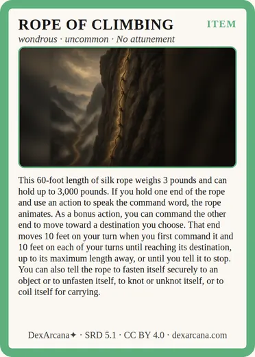 Rope of Climbing card