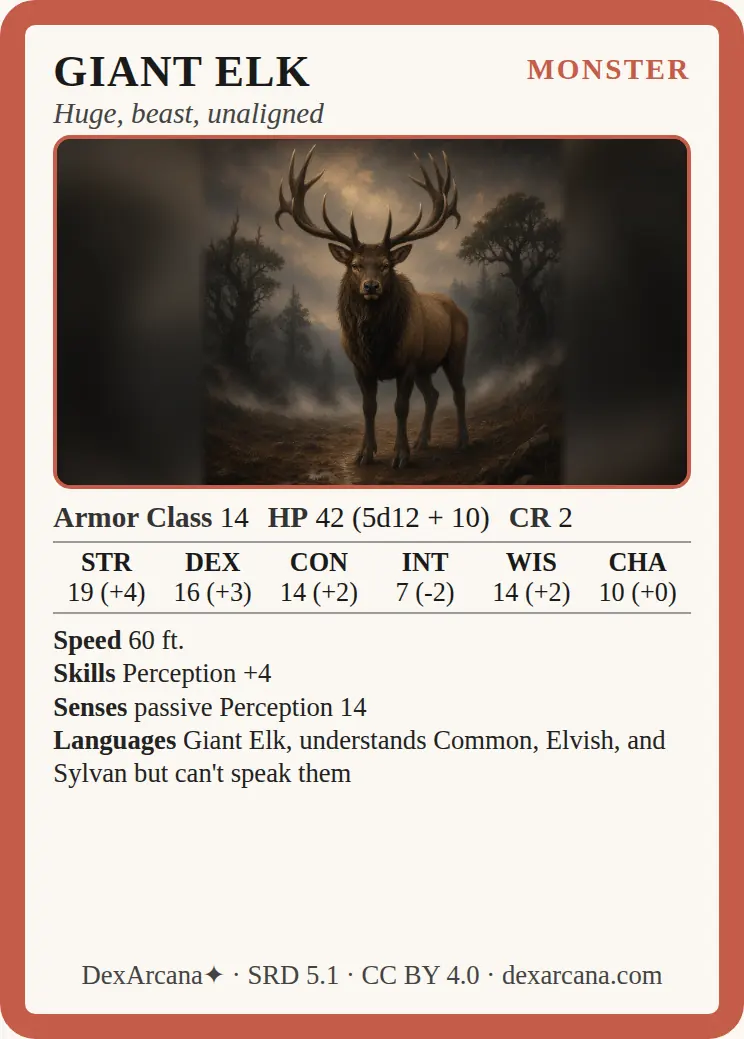 Giant Elk card 1 front