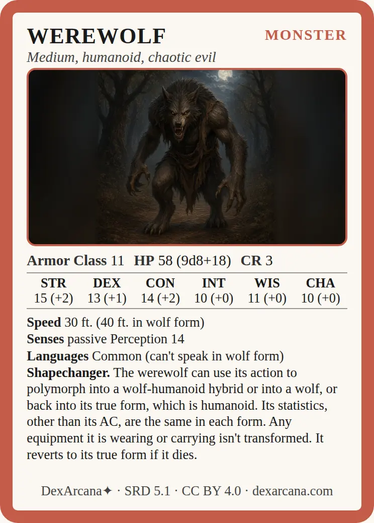 Werewolf card 1 front