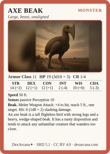 Axe Beak card