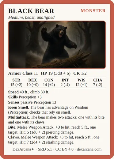 Black Bear card