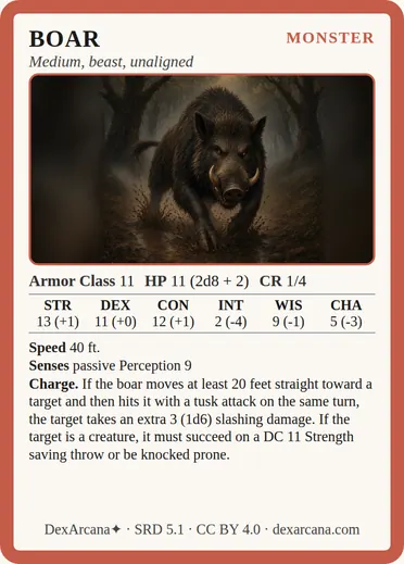 Boar card