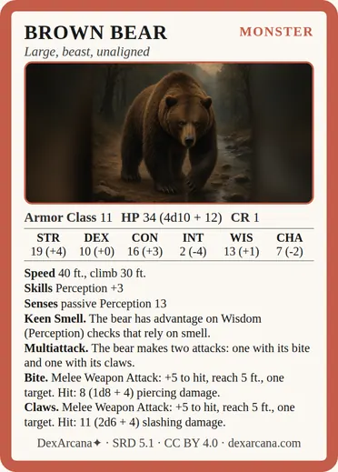 Brown Bear card