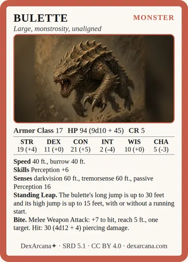 Bulette card