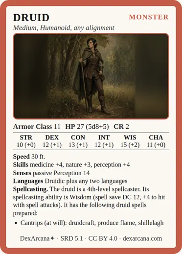 Druid card