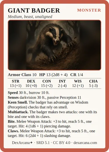 Giant Badger card