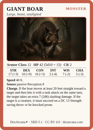 Giant Boar card