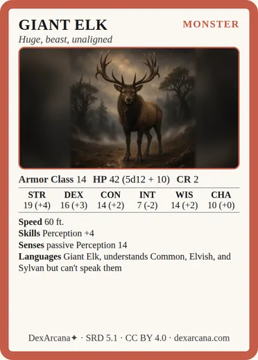Giant Elk card