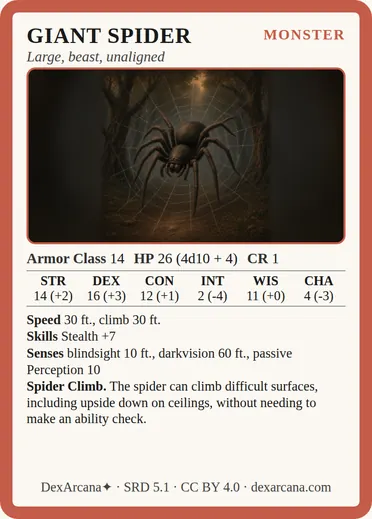 Giant Spider card