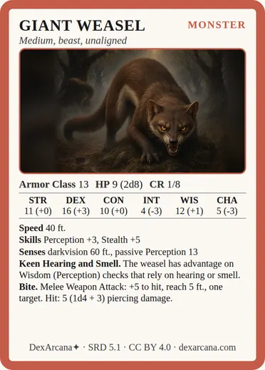 Giant Weasel card