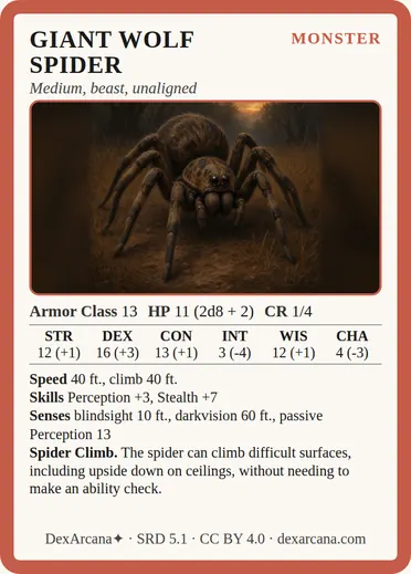 Giant Wolf Spider card