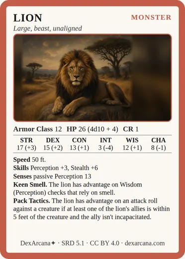 Lion card