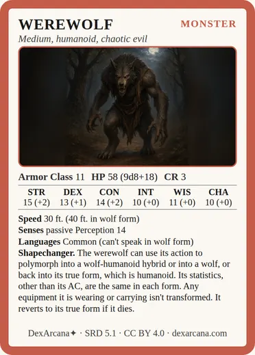 Werewolf card