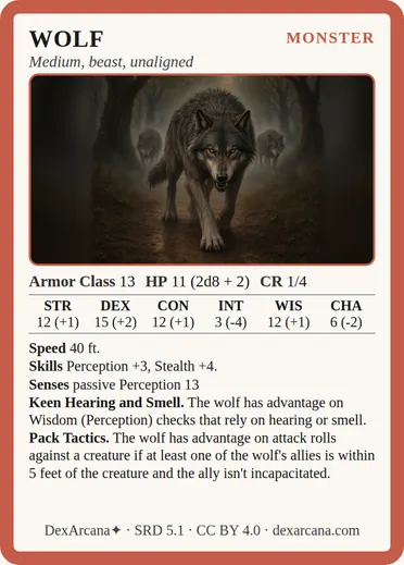 Wolf card