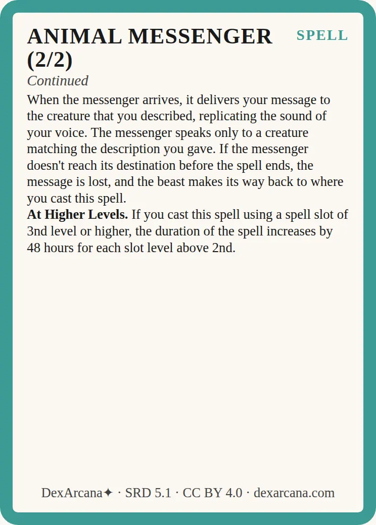 Animal Messenger card 2 front