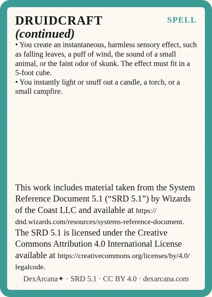 Druidcraft back