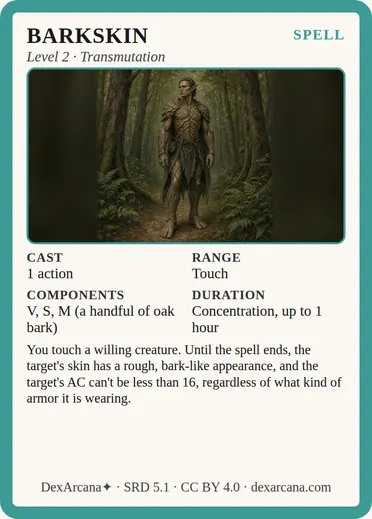 Barkskin card