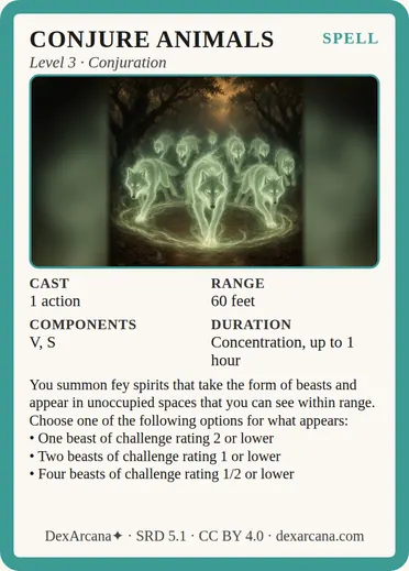 Conjure Animals card
